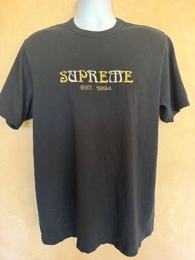 Supreme Black Tee with Gold & Silver
 'SUPREME EST. 1994' Chest Logo